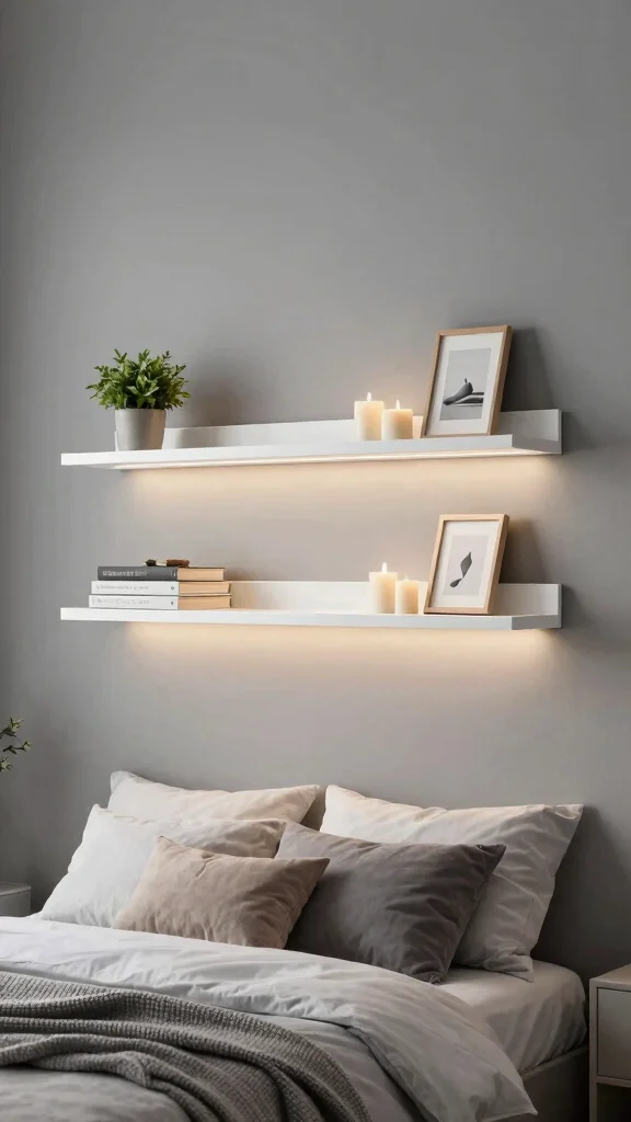 11 Above-Bed Shelf Ideas for a Functional Styled Headboard Wall - 1. Floating Shelves for a Clean Look 1