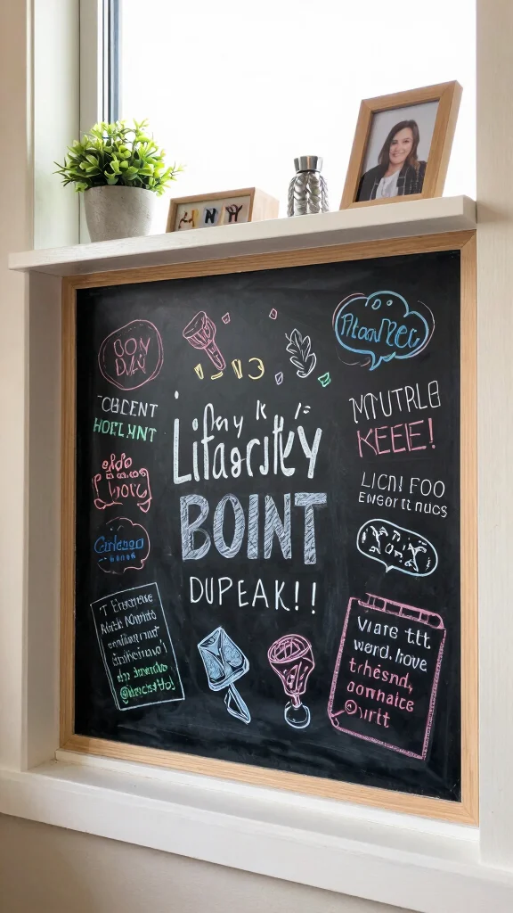 11 Above-Window Shelf Ideas for Books, Plants, and Styled Display - 10. Chalkboard or Message Board Display 1