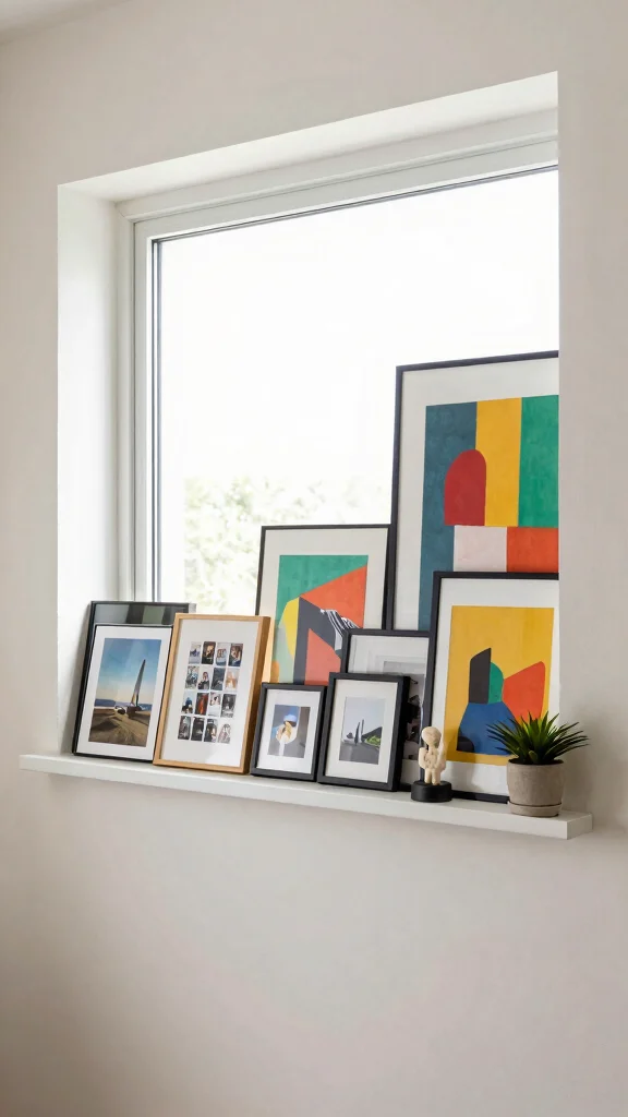 11 Above-Window Shelf Ideas for Books, Plants, and Styled Display - 5. Displaying Artwork 1