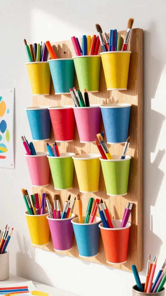 11 Basket Ideas Made From Paper Cups for a Fun Creative Craft - 2. Whimsical Wall Organizers 1