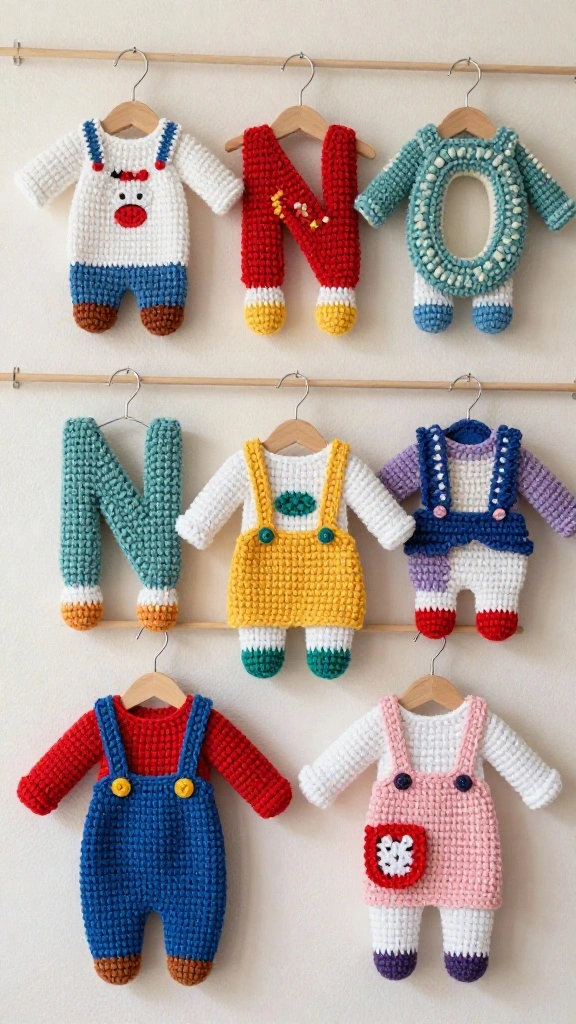 11 Crochet Clothes Hanger Pattern Ideas for a Handmade Textured Look - 11. Personalized Name Hangers 1