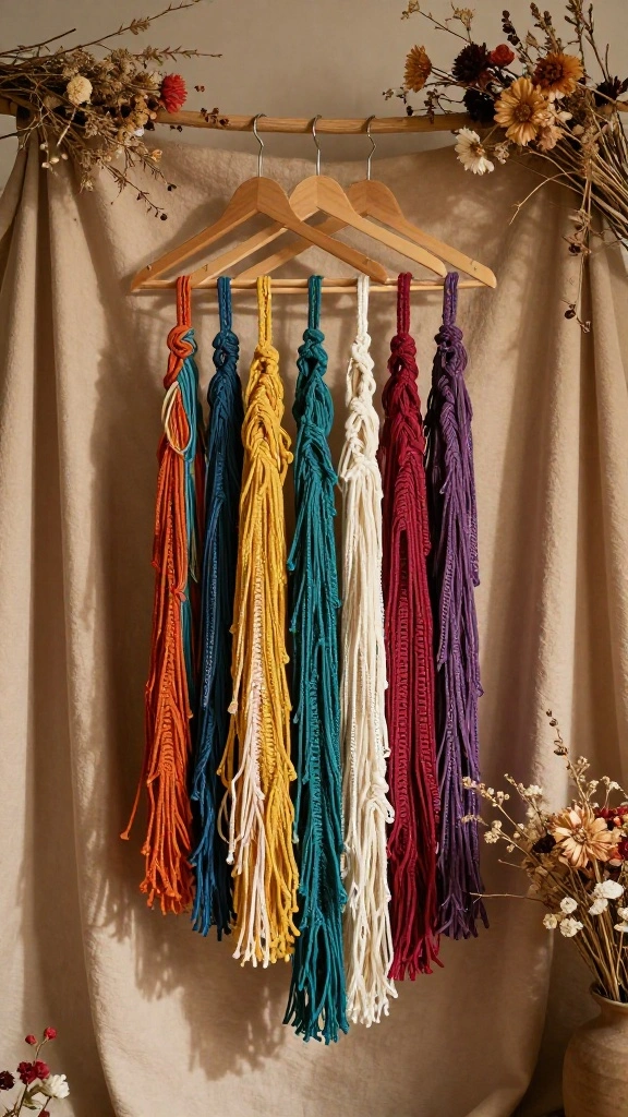 11 Crochet Clothes Hanger Pattern Ideas for a Handmade Textured Look - 2. Boho Chic Hangers with Fringe 1