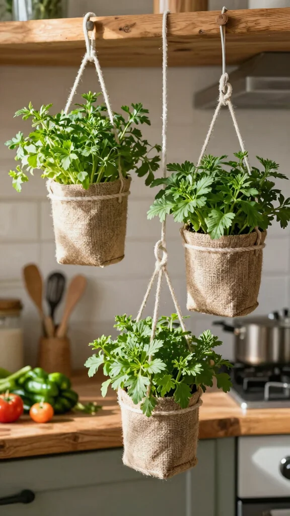11 Hanging Ceiling Basket Ideas for the Kitchen for a Rustic Display - 1. Herb Haven 1