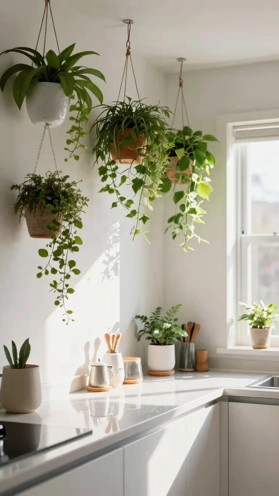 11 Hanging Ceiling Basket Ideas for the Kitchen for a Rustic Display - 4. Hanging Planters 1