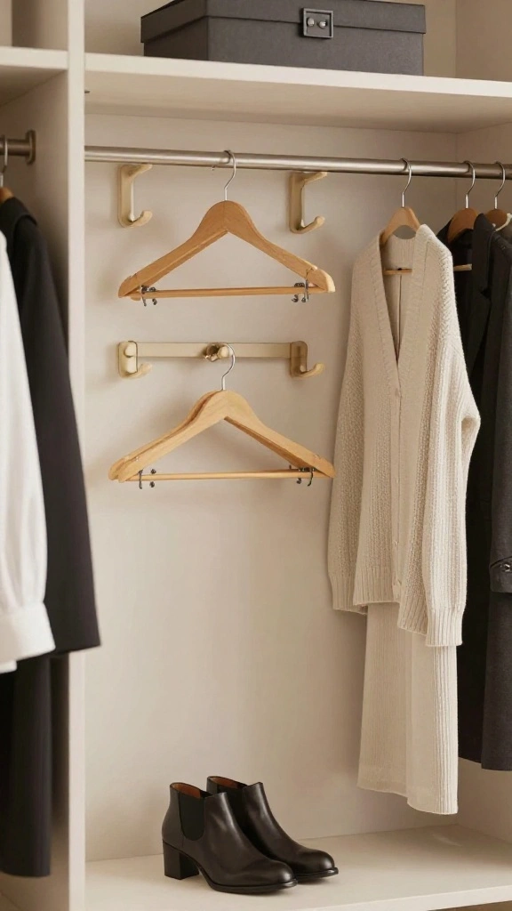 11 Ideas for Storing Extra Clothes Hangers in a Tidy Space Smart Way - 3. Hang Hangers on Hooks 1