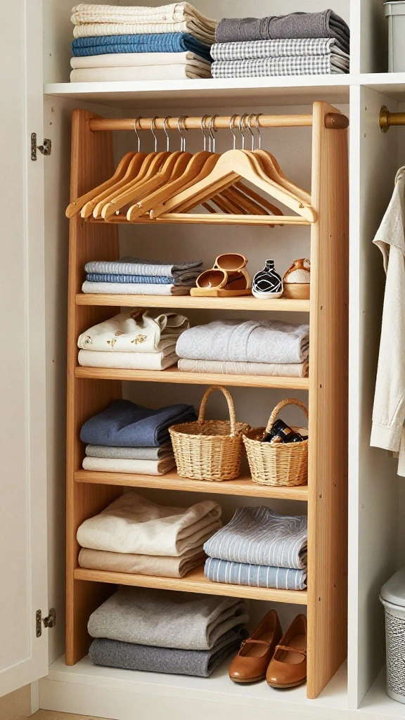 11 Ideas for Storing Extra Clothes Hangers in a Tidy Space Smart Way - 4. DIY Hanger Storage Rack 1