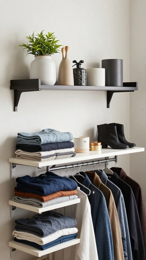 11 Ideas for Storing Extra Clothes Hangers in a Tidy Space Smart Way - 7. Incorporate a Wall-Mounted Shelf 1
