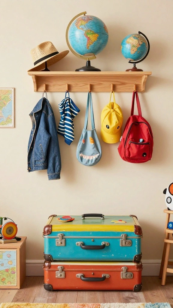 11 Kids Wall Clothes Hanger Ideas for a Fun Organized Bedroom - 6. Vintage Suitcase Hooks 1