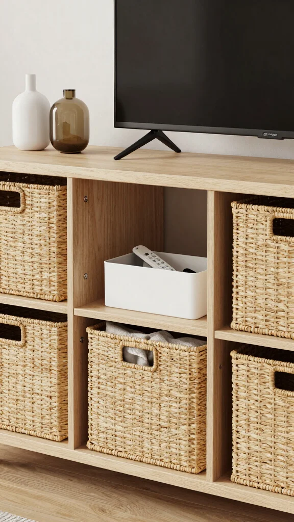 11 Next-to-TV Shelf Ideas for a Balanced Styled Entertainment Wall - 11. Functional Decor Solutions 1