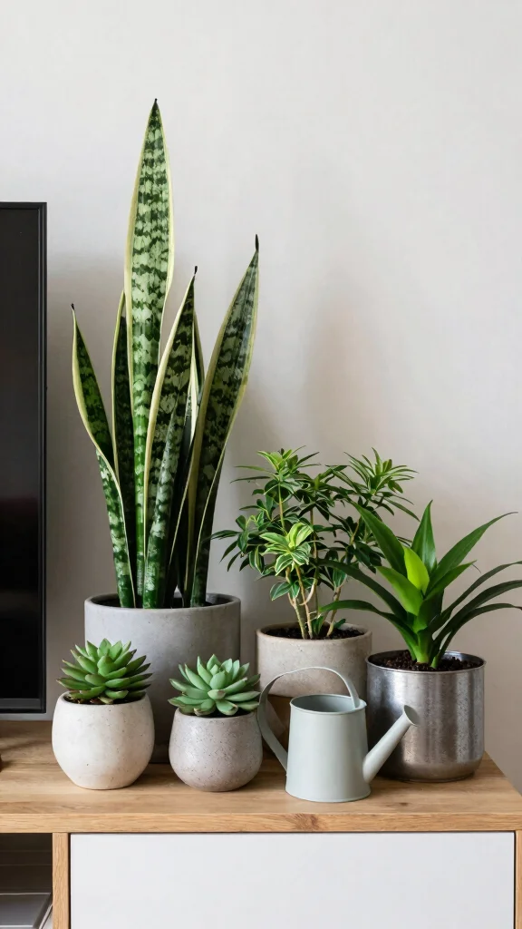 11 Next-to-TV Shelf Ideas for a Balanced Styled Entertainment Wall - 5. Greenery for a Fresh Touch 1