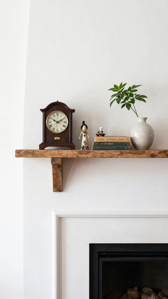 11 Shelf Next to Fireplace Ideas for a Cozy Balanced Living Room - 5. Vintage Finds and Curated Displays 1