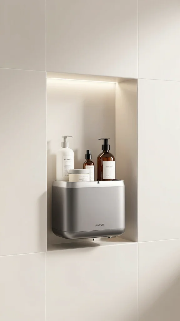 11 Shower Wall Niche Shelf Ideas for a Built-In Waterproof Storage - 11. Integrated Shower Soap Dispenser 1