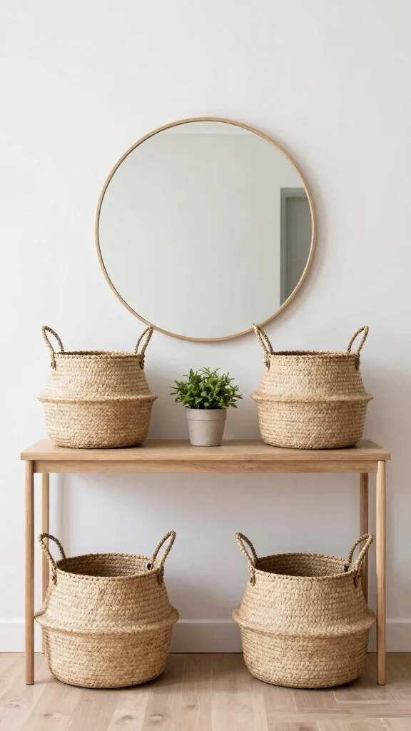 11 Two Basket Wall Display Ideas for a Minimal Balanced Look - 1. Symmetrical Elegance 1