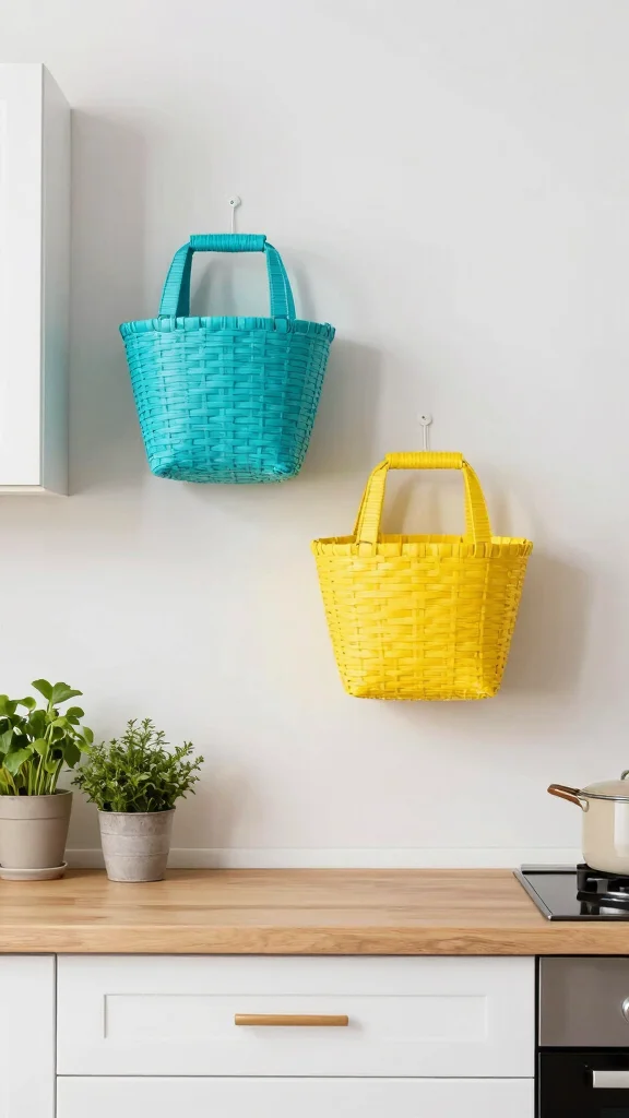 11 Two Basket Wall Display Ideas for a Minimal Balanced Look - 5. Color Blocking 1