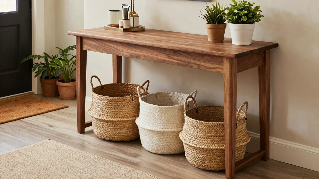 11 Under Entry Table Basket Ideas for a Smart Welcoming Organization