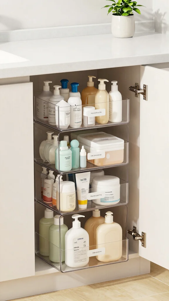11 Under Vanity Bathroom Basket Ideas for a Tidy Organized Space - 2. Stackable Storage Bins 1