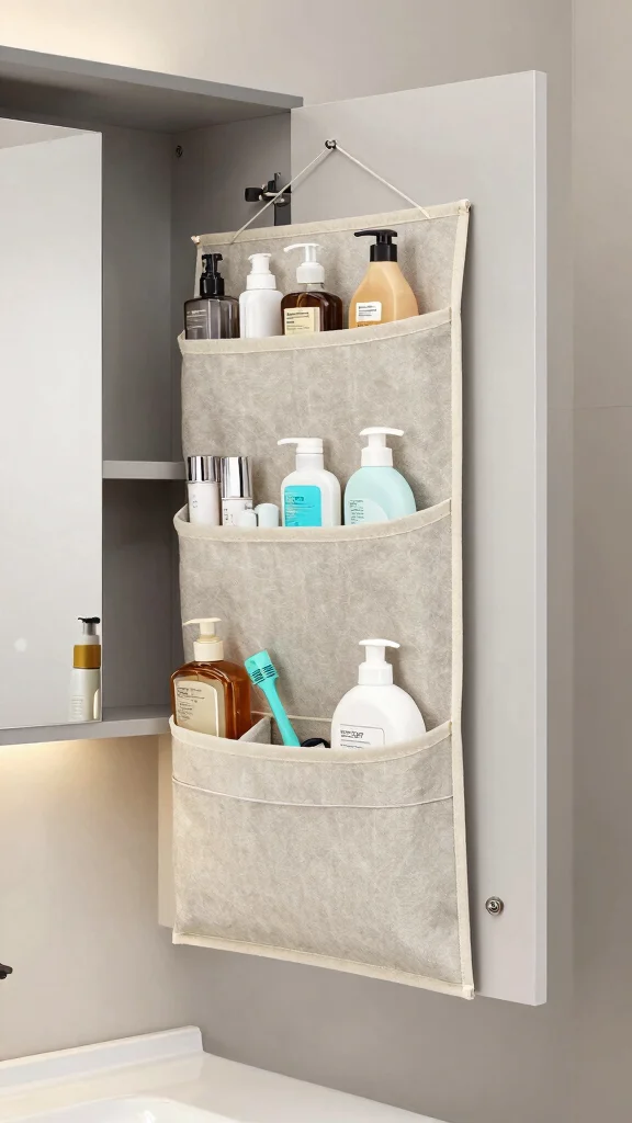 11 Under Vanity Bathroom Basket Ideas for a Tidy Organized Space - 6. Fabric Hanging Organizers 1