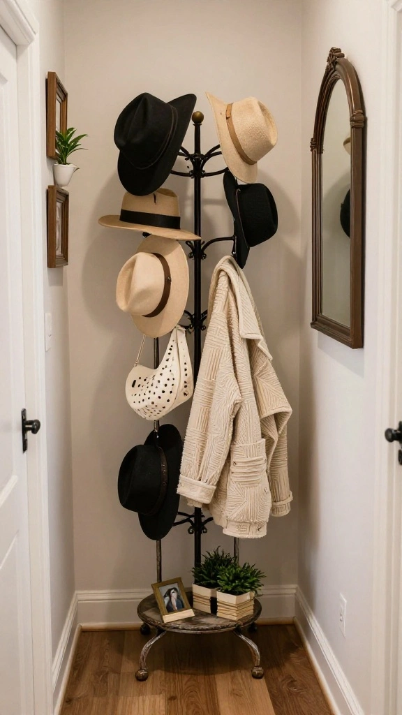 11 Vintage Wall Clothes Hanger Ideas for a Nostalgic Stylish Display - 11. Vintage Hat Rack 1