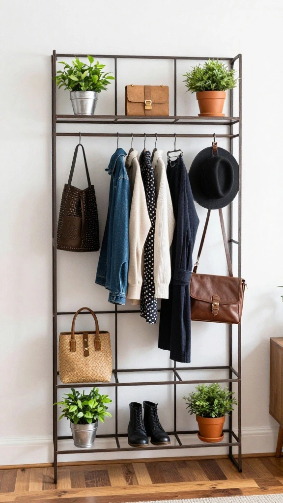 11 Vintage Wall Clothes Hanger Ideas for a Nostalgic Stylish Display - 5. Rustic Metal Grids 1