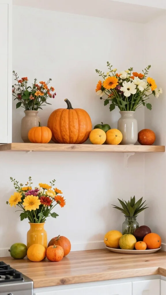12 Above-Stove Shelf Ideas for a Functional Accessible Kitchen Display - 11. Seasonal Displays 1