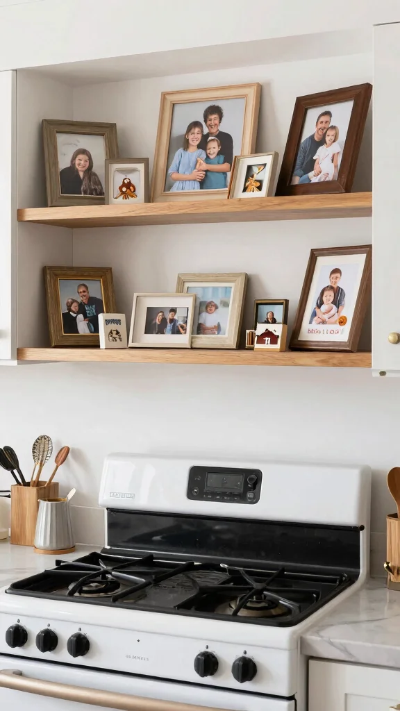 12 Above-Stove Shelf Ideas for a Functional Accessible Kitchen Display - 12. Personal Mementos 1