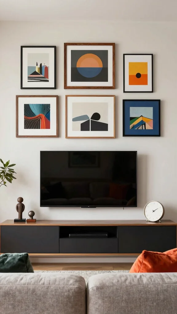 12 Above-TV Shelf Ideas for a Styled Balanced Media Wall - 2. Gallery of Art 1