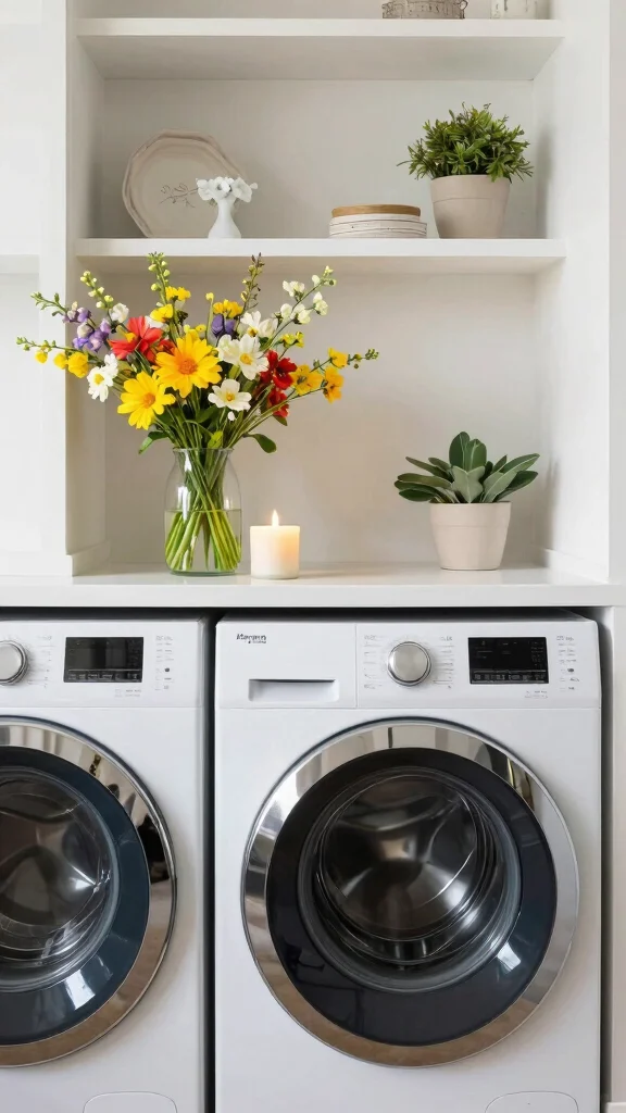 12 Above-Washer-and-Dryer Shelf Ideas for a Functional Laundry Room - 9. Seasonal Decor 1