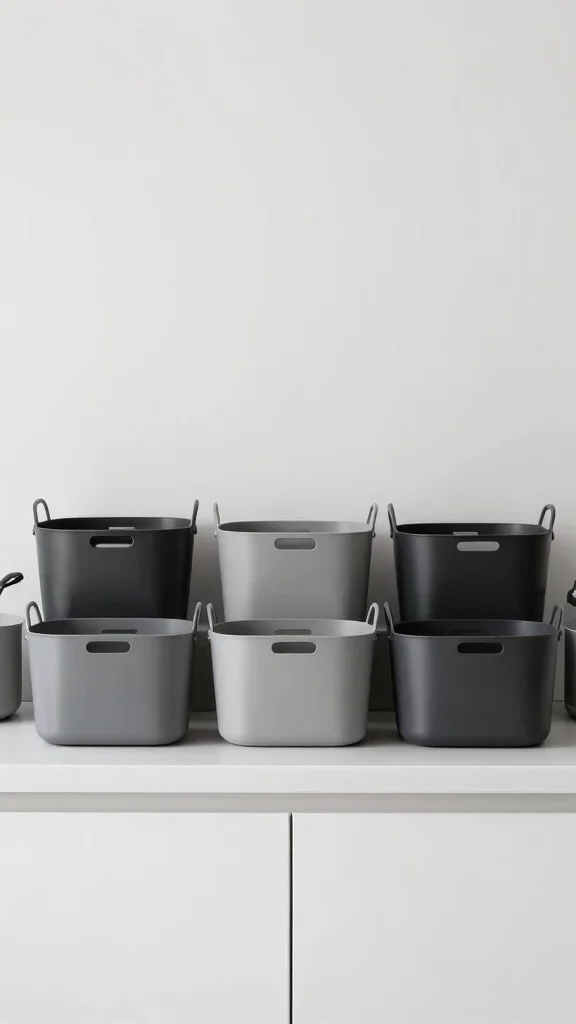 12 Basket Ideas for the Top of Kitchen Cabinets - 9. Monochrome Basket Displays 1