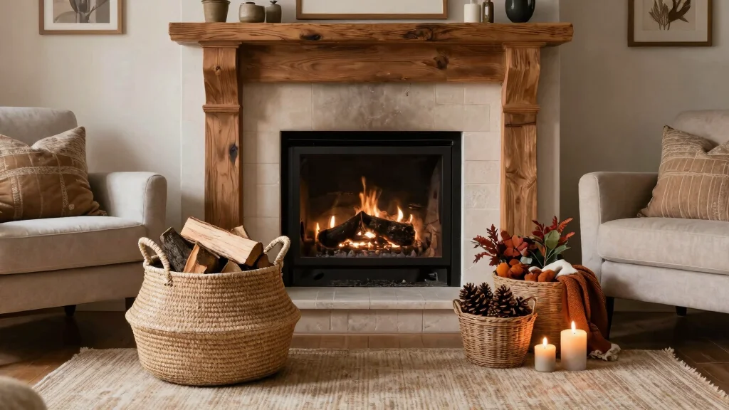 12 Basket Ideas in Front of the Fireplace for a Cozy Styled Display