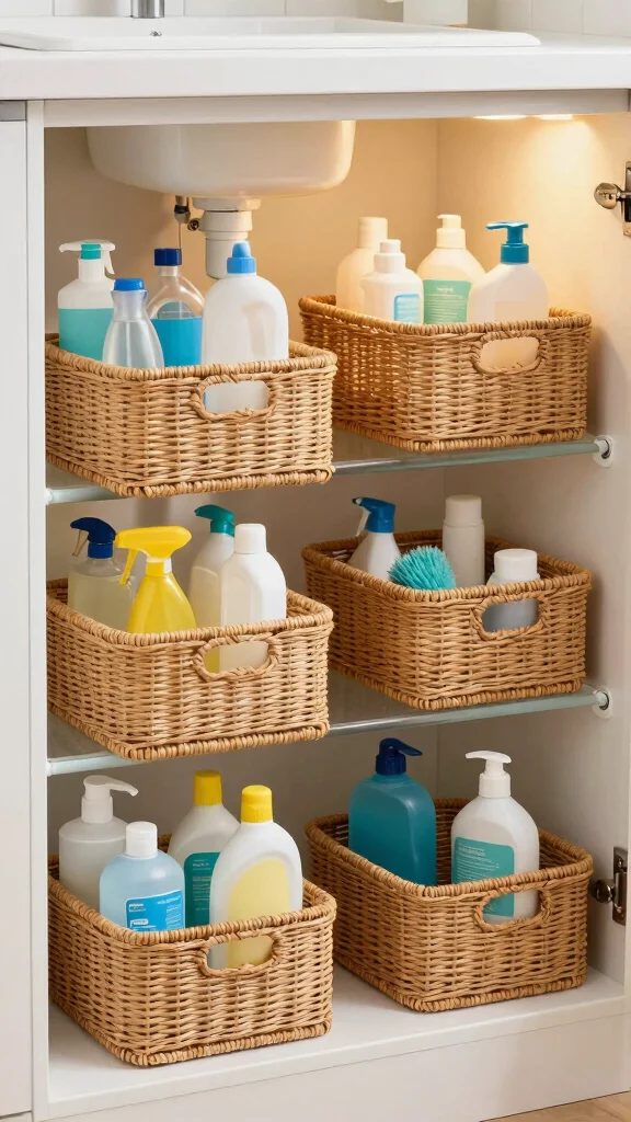 12 Bathroom Basket Decor Ideas for a Natural Spa Inspired Interior - 2. Rattan Baskets for Under-Sink Organization 1