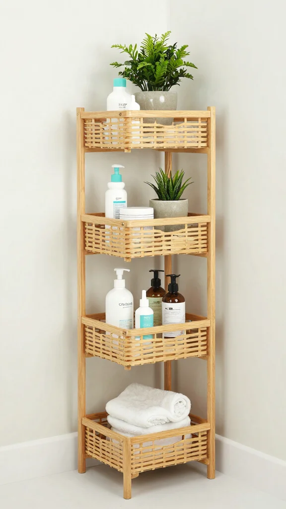 12 Bathroom Basket Decor Ideas for a Natural Spa Inspired Interior - 6. Multi-Tiered Baskets for Vertical Storage 1
