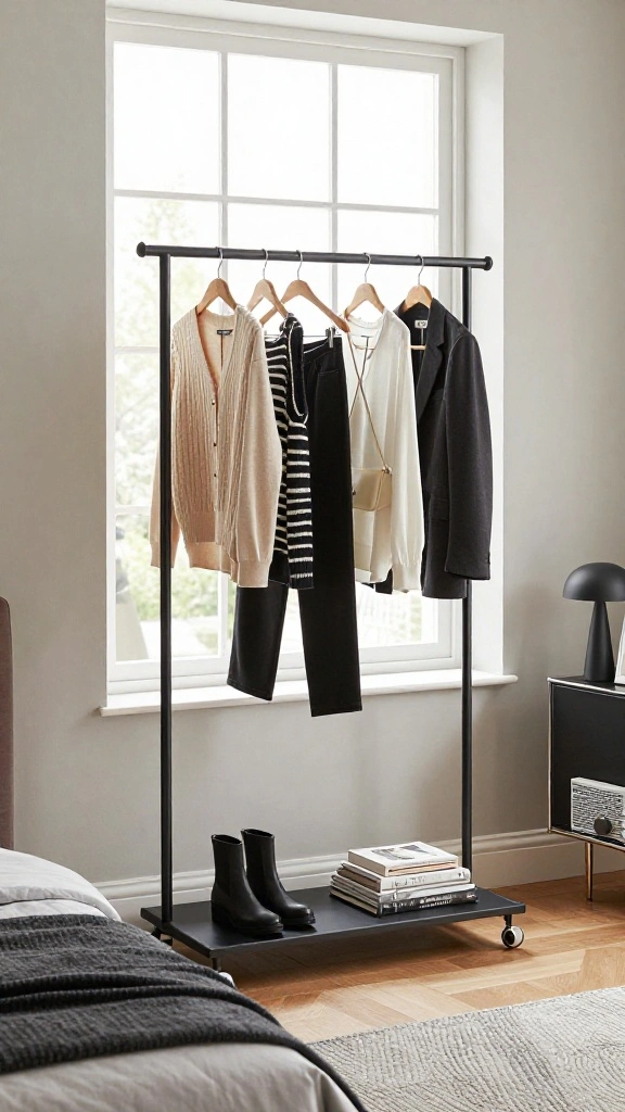 12 Bedroom Clothes Hanger Ideas for a Stylish Organized Personal Space - 10. Tiered Clothing Rack 1