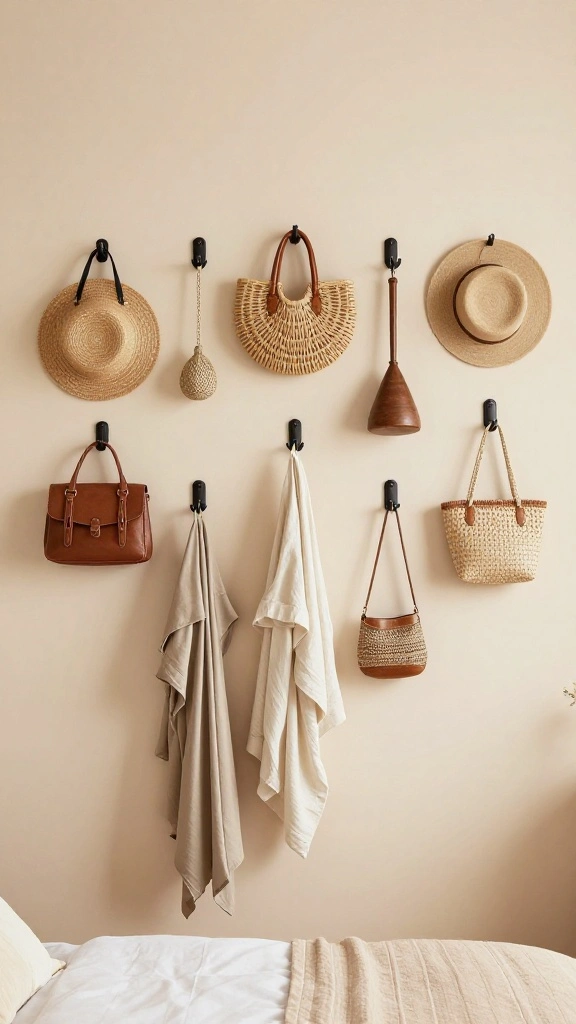 12 Bedroom Clothes Hanger Ideas for a Stylish Organized Personal Space - 2. Wall-Mounted Hooks 1