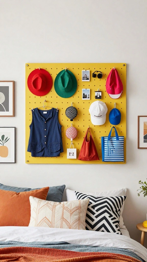 12 Bedroom Clothes Hanger Ideas for a Stylish Organized Personal Space - 4. Decorative Pegboard Display 1