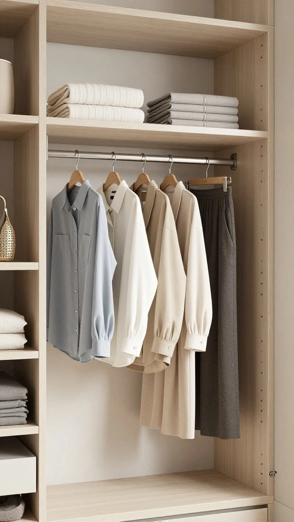 12 Bedroom Clothes Hanger Ideas for a Stylish Organized Personal Space - 8. Hidden Rod Under Shelves 1