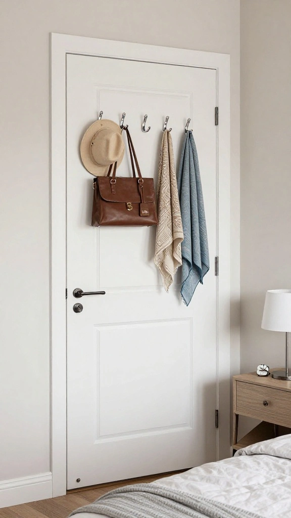 12 Bedroom Clothes Hanger Ideas for a Stylish Organized Personal Space - 9. Multi-Purpose Door Hooks 1