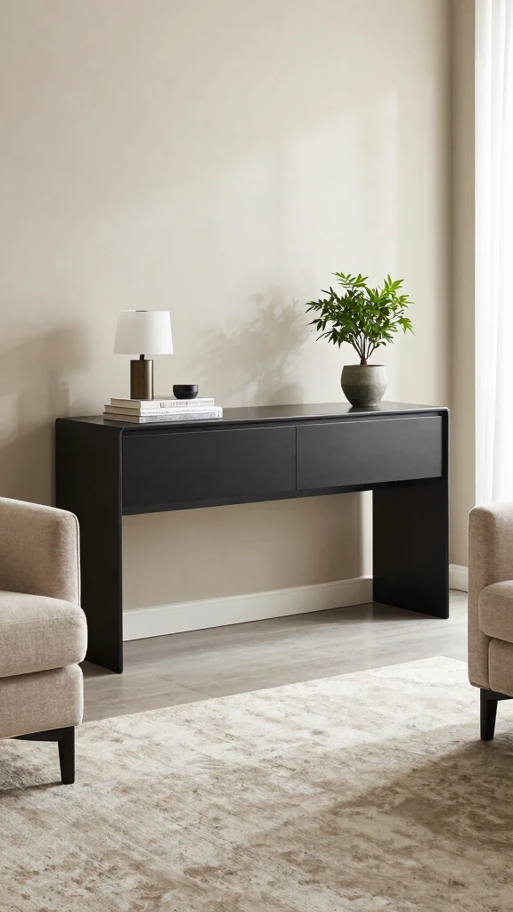 12 Behind-Sofa Shelf Ideas for a Smart Styled Living Room Wall - 8. Incorporate a Stylish Console Table 1
