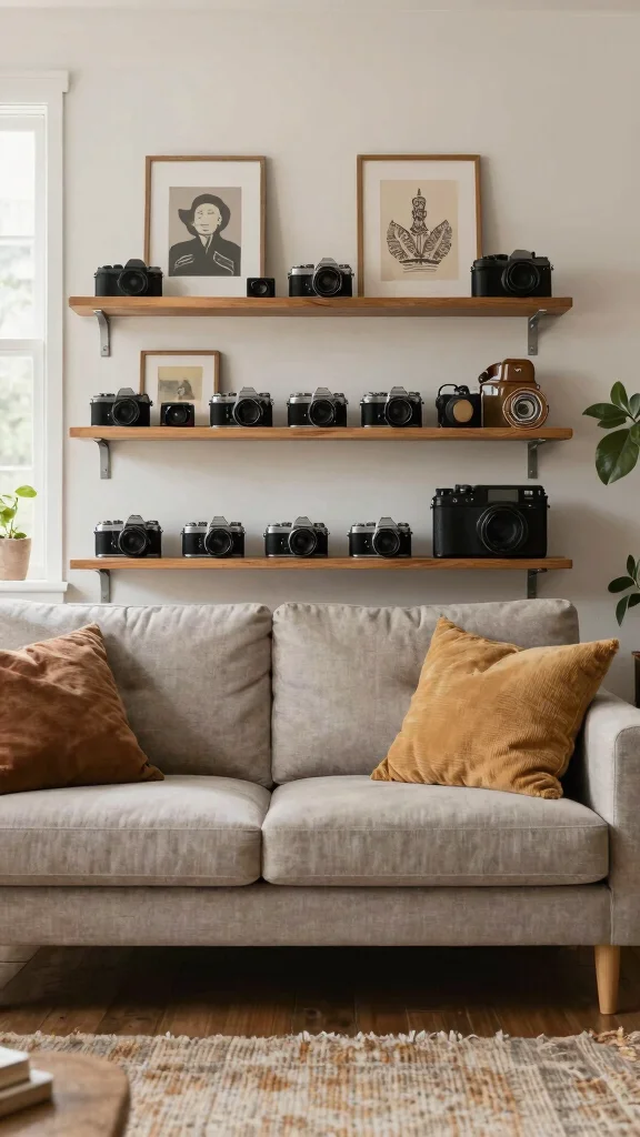 12 Behind-Sofa Shelf Ideas for a Smart Styled Living Room Wall - 9. Showcase Your Favorite Collections 1