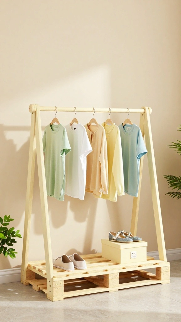 12 DIY Clothes Hanger Rack Ideas for a Custom Budget Friendly Display - 1. Rustic Wooden Pallet Rack 1