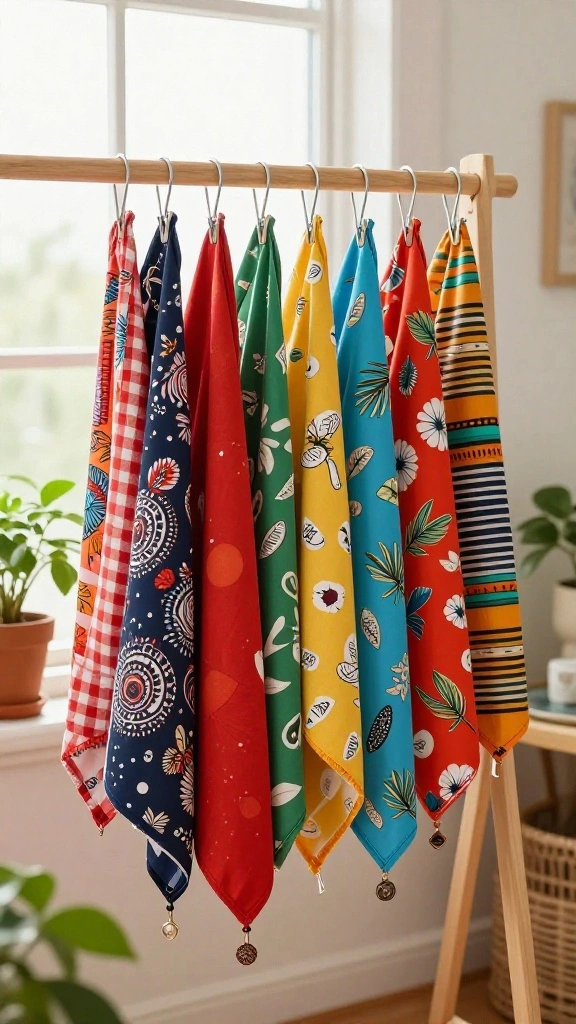 12 DIY Clothes Hanger Rack Ideas for a Custom Budget Friendly Display - 3. Colorful Fabric Hanger Rack 1