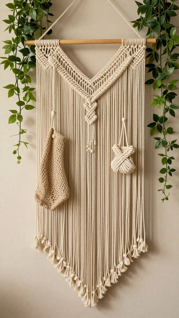 12 DIY Clothes Hanger Rack Ideas for a Custom Budget Friendly Display - 7. Macrame Hanger Display 1