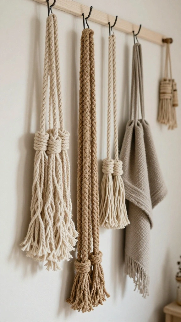 12 Ideas for Making Your Own Clothes Hangers at Home - 2. Knotted Rope Hangers 1