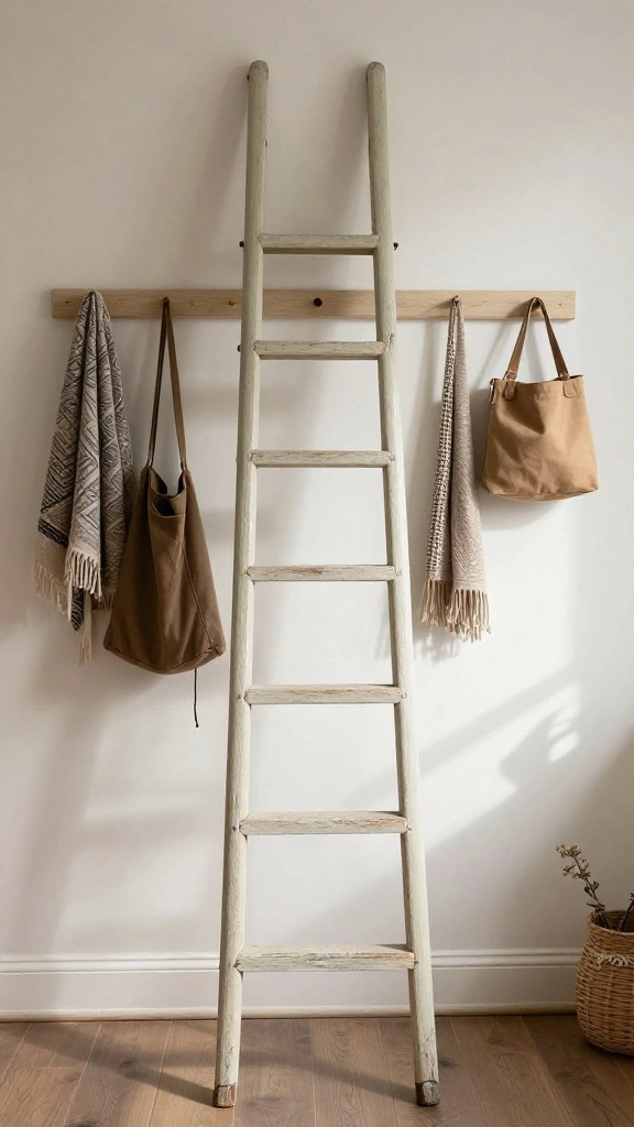 12 Ideas for Making Your Own Clothes Hangers at Home - 8. Upcycled Ladder Hangers 1