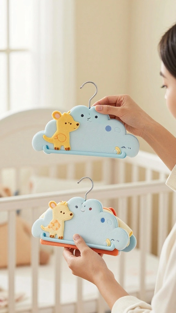 12 Kids Clothes on Hangers Aesthetic Ideas for a Cute Styled Nursery - 1. Statement Hangers 1