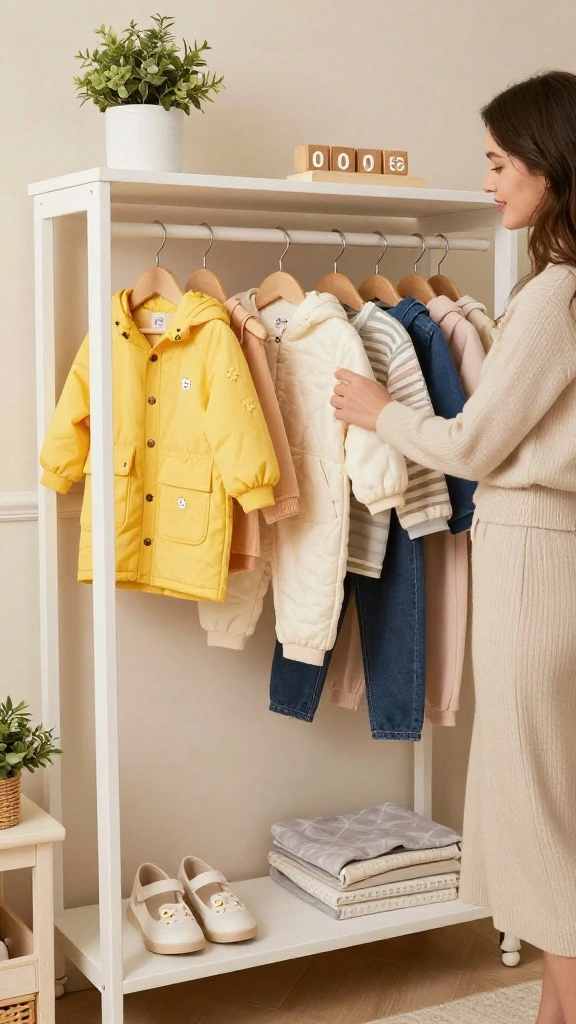 12 Kids Clothes on Hangers Aesthetic Ideas for a Cute Styled Nursery - 10. Seasonal Rotations 1