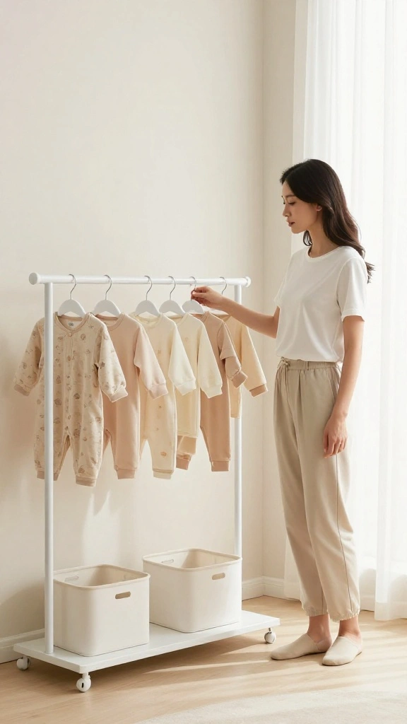 12 Kids Clothes on Hangers Aesthetic Ideas for a Cute Styled Nursery - 8. Minimalist Clarity 1