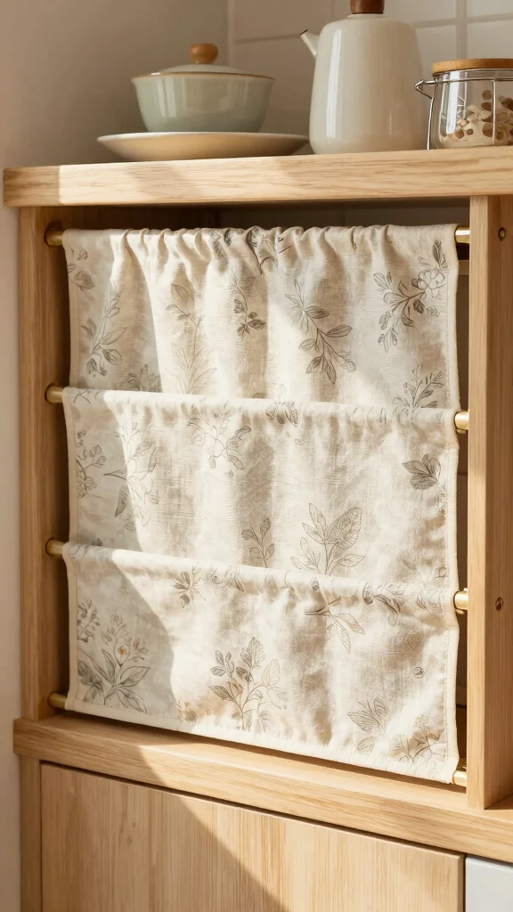 12 Kitchen Shelf Liner Ideas for a Clean Stylish Cabinet Interior - 3. Fabric Shelf Liners 1