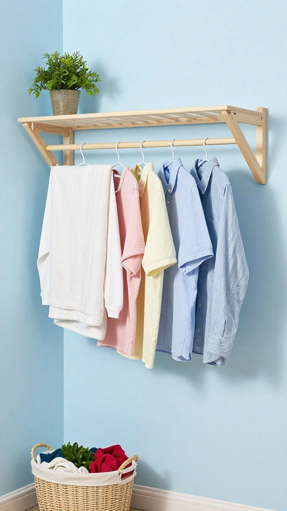 12 Laundry Room Hanging Ideas for a Tidy Well Organized Space - 1. Wall-Mounted Drying Rack 1