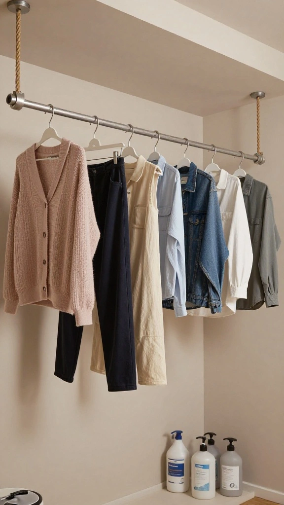 12 Laundry Room Hanging Ideas for a Tidy Well Organized Space - 11. Ceiling-Mounted Pulley System 1