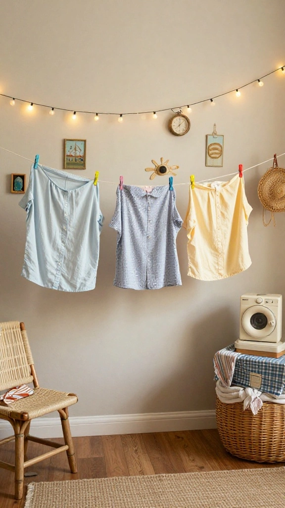 12 Laundry Room Hanging Ideas for a Tidy Well Organized Space - 7. Vintage Clothesline 1